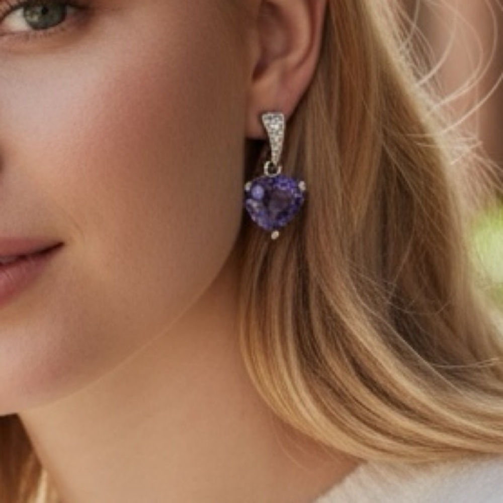 La Scala Purple Heart Earrings NWT